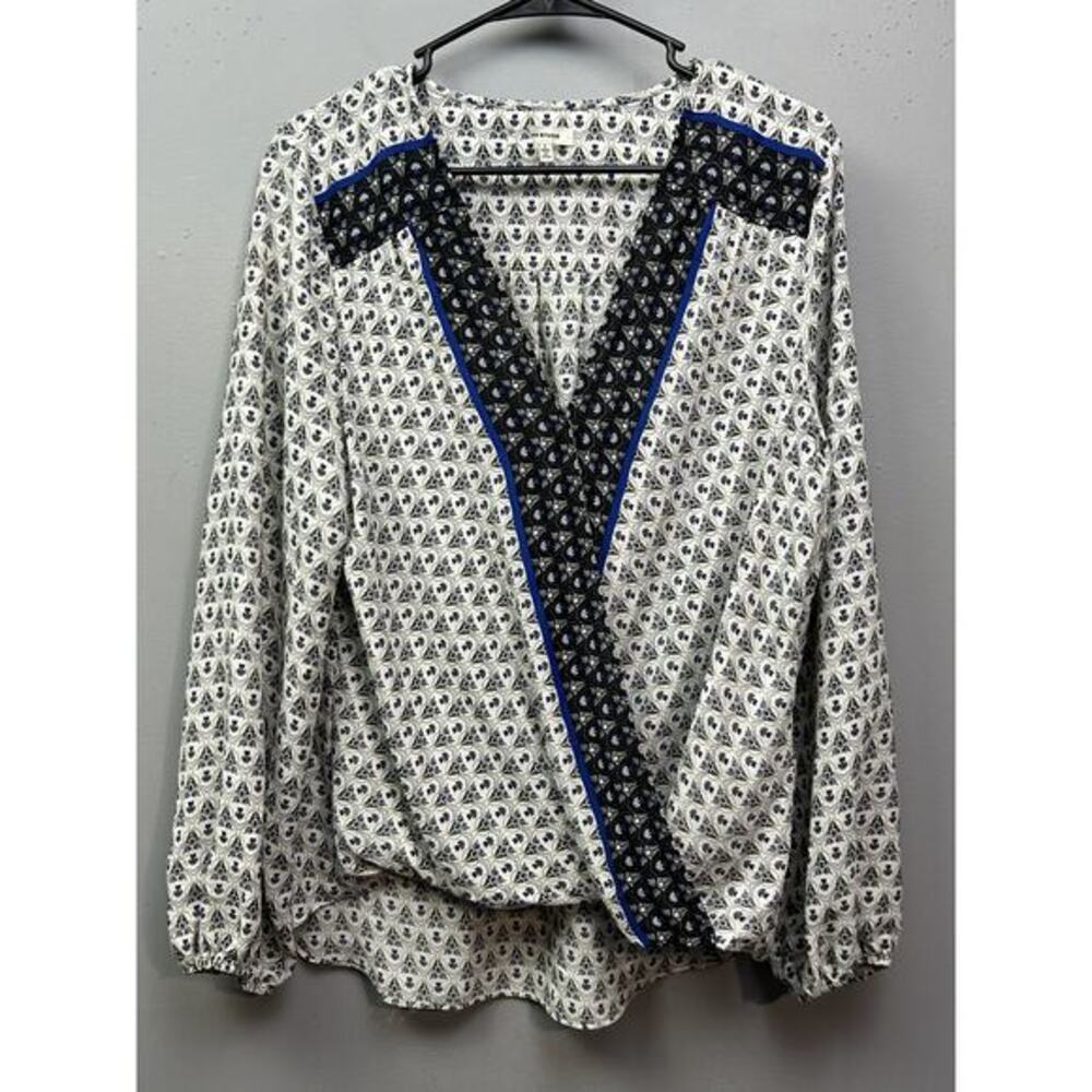 AX Studio Blouse Womens Large Boho Floral V Neck Long Sleeve‎ Top